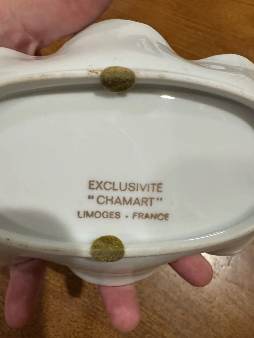 Vintage Chamart Limoges France Gold Scalloped Leaf Porcelain Trinket Relish Dish